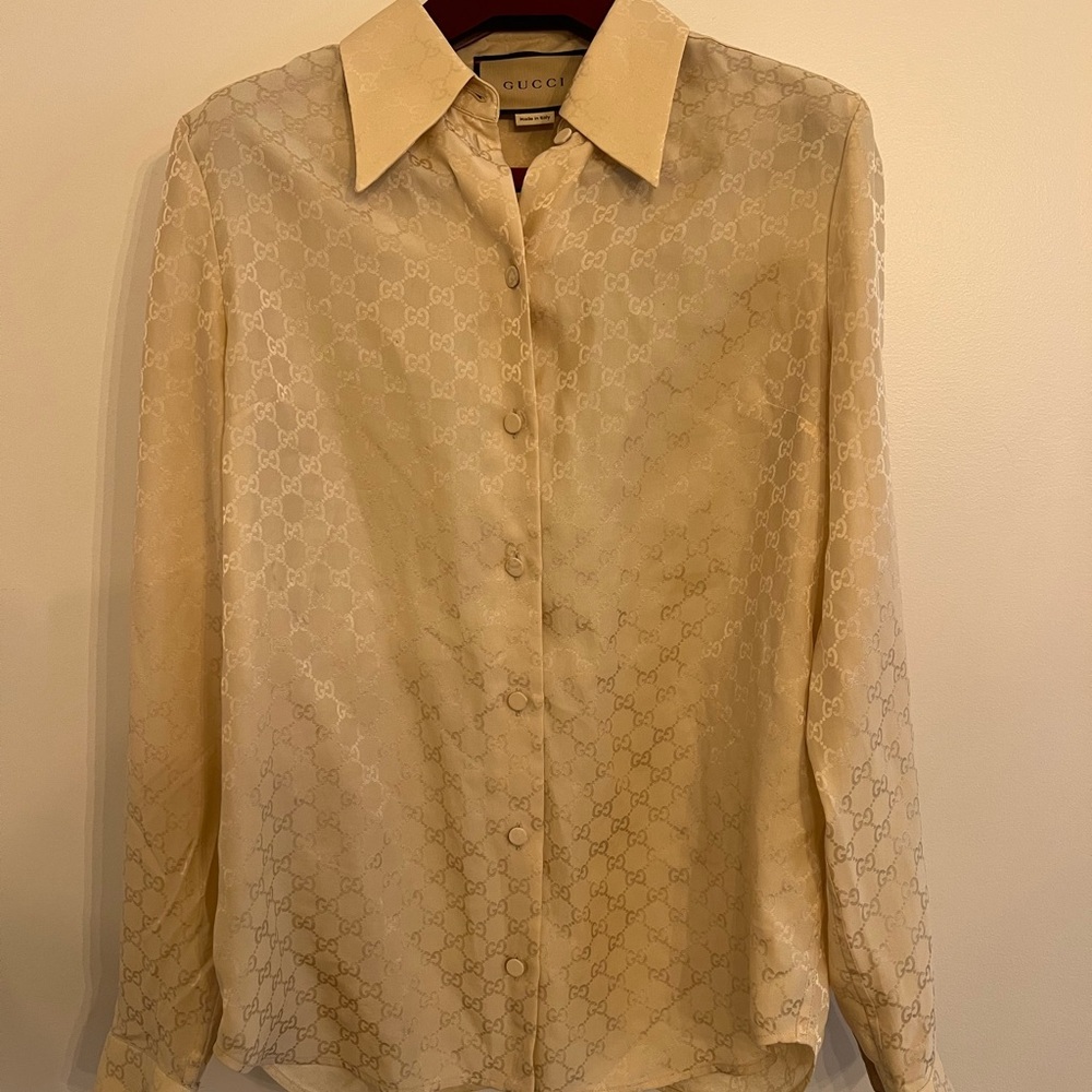AUTHENTIC GUCCI Beige Patterned Shirt - image 1